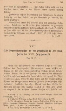 259-273 Die Gegenreformation an der Bergstraße in der ersten Hälfte des XVII. Jahrhunderts