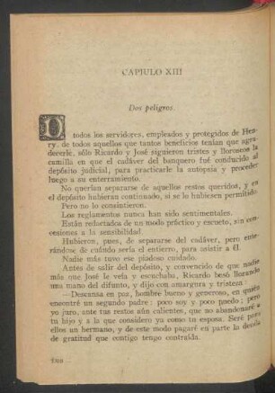 Capítulo XIII - Dos peligros.