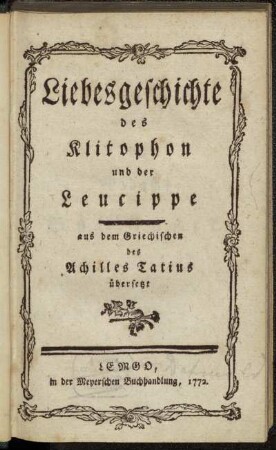 Liebesgeschichte des Klitophon und der Leucippe