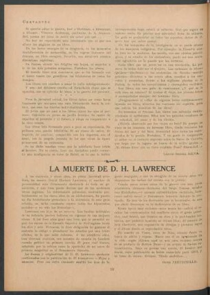 La muerte de D.H. Lawrence