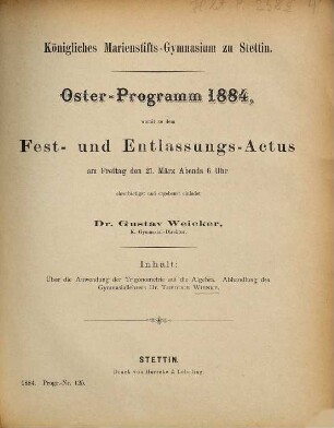 Oster-Programm. 1883/84