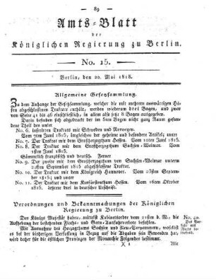 No. 15, 20. Mai 1818