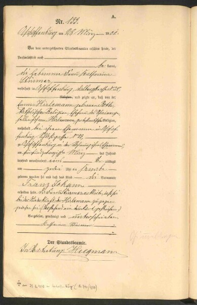 Standesamtsbuch der Stadt Aschaffenburg: Geburten 365/1900 - 184/1901
