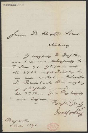 Brief an B. Schott's Söhne : 04.07.1894