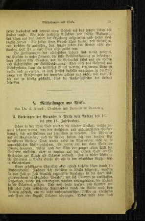 Mittheilungen aus Afrika