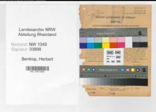 Entnazifizierung Herbert Bentrop , geb. 25.04.1911 (Kaufmaennischer Angestellter)