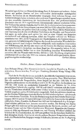 Die Hauptkirche St. Jacobi in Hamburg, Baugeschichte, Kunstwerke, Prediger, Lutz Mohaupt (Hrsg.) : Hamburg, Wittig, 1982