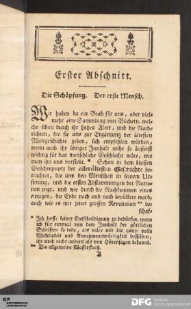 Erster Abschnitt. Die Schöpfung. Der erste Mensch.