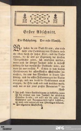 Erster Abschnitt. Die Schöpfung. Der erste Mensch.
