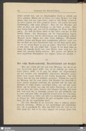 XI. Der rechte Knabenunterricht; Unmittelbarkeit und Ganzheit