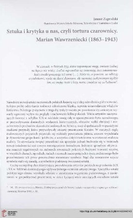 Seria nowa: Sztuka i krytyka u nas, czyli tortura czarownicy. Marian Wawrzeniecki (1863-1943)