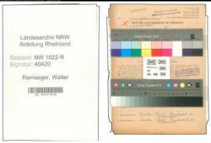 Entnazifizierung Walter Ramseger , geb. 02.06.1902 (Lademeister)