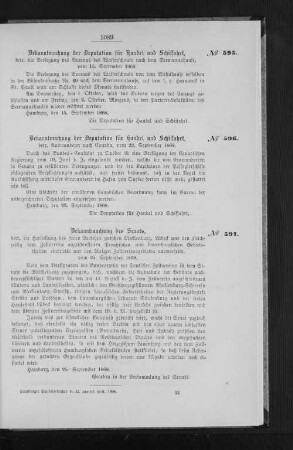 Bekanntmachung der Deputation für Handel und Schiffahrt, betr. Auswanderer nach Canada, vom 23. September 1868.