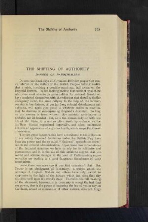 The Shifting of Authority
