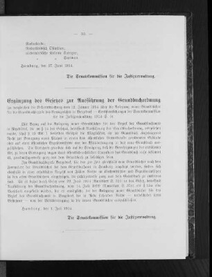 Ergänzung des Gesetzes zur Ausführung der Grundbuchordnung
