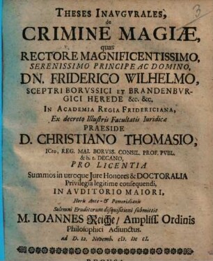 Theses inaugurales, de crimine magiae