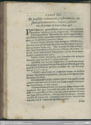 Caput XII. De praesidiis indicationis praeservatoriae, ex fonte pharmaceutico, tempore gestationis, & primo de lenientibus agit