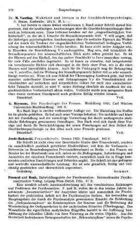 372, G. Heymans. Die Psychologie der Frauen. 1924