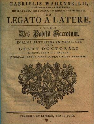 Disp. inaug. de legato a latere