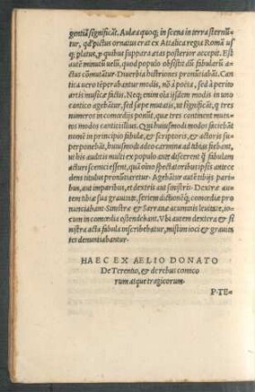 Haec Ex Aelio Donato De Terentio, et de rebus comicorum atque tragicorum.