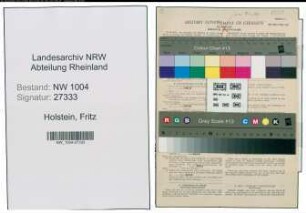 Entnazifizierung Fritz Holstein , geb. 30.03.1892 (Bahnfahrer)