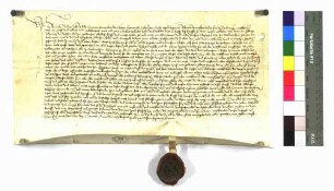 Erblehenbrief des Abts Nikolaus und des Konvents von Herrenalb für Alhusen Aberlin und seine Frau Margareth Duler zu Utelspur über des Klosters Mühle zu Wolmerspur, die Lochmühle genannt.