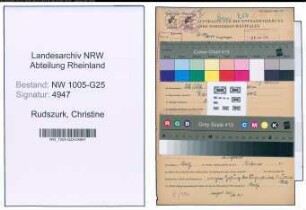 Entnazifizierung Christine Rudszurk , geb. 20.10.1897 (Kauffrau)