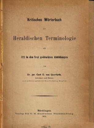 Kritisches Wörterbuch der Heraldischen Terminologie