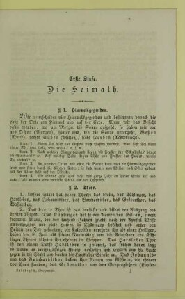 Erste Stufe. Die Heimath