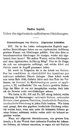 Fünftes Kapitel. Ueber die algebraisch auflösbaren Gleichungen.