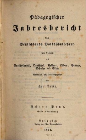 Pädagogischer Jahresbericht : von .... 8. 1854