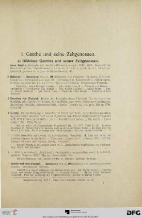 I. Goethe und seine Zeitgenossen (Nr. 1-51)