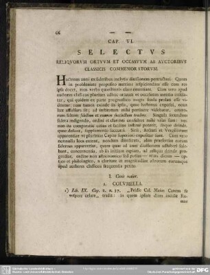 Cap. VI. Selectus Reliquorum Ortuum Et Occasuum Ab Auctoribus Classicis Commemoratorum
