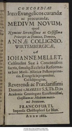 Concordiae Inter Evangelicos curandae ac procurandae, Medium Novum