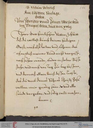 Gebete am elften Sonntag nach Trinitatis