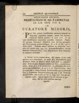 564-571, Sp. 346. De Curatore Minoris
