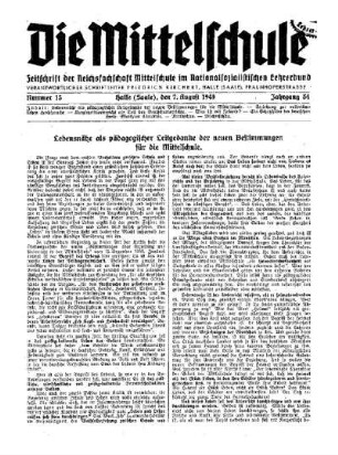 Lebensnähe als pädagogischer Leitgedanke der neuen Bestimmungen für die Mittelschule