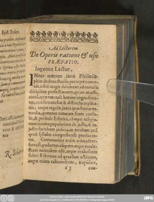 Ad Lectorem De Operis ratione & usu Praefatio.