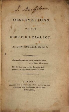 Observations on the Scottisch Dialect