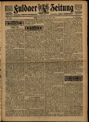 Erste Ausgabe vom Dienstag, den 30. Juni 1903.