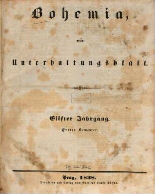 Bohemia : ein Unterhaltungsblatt, 1838,1 = Jg. 11