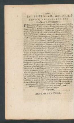 In Epistolam Ad Philippenses, Argumentum ...