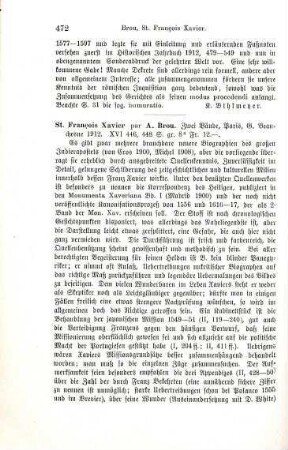 472-473 [Rezension] Brou, Alexandre, Saint François Xavier