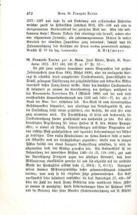 472-473 [Rezension] Brou, Alexandre, Saint François Xavier