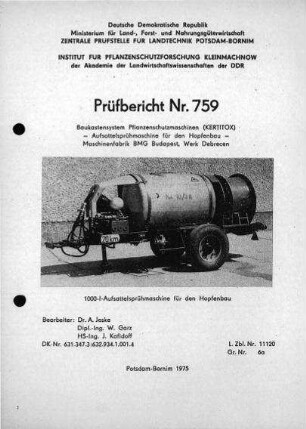 Aufsattelsprühmaschine für Hopfenanbau