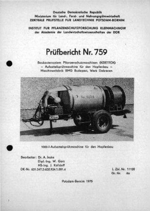 Aufsattelsprühmaschine für Hopfenanbau
