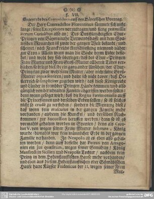 §. VII. Gegenrede des Contradictoris auff den Bäyerischen Vortrag