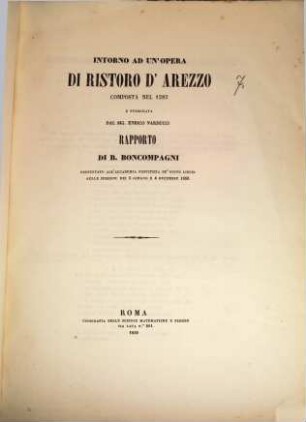 Intorno ad un'opera di Ristoro d'Arezzo composta del 1282 e pubblicata dal Sig. Enrico Narducci