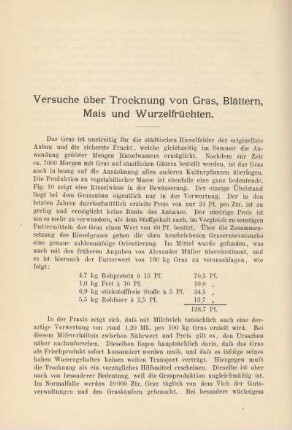 Versuche über Trocknung von Gras, Blättern, Mais und Wurzelfrüchten