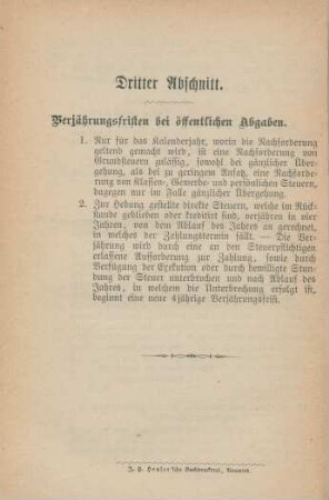 Dritter Abschnitt. Verjährungsfristen bei öffentlichen Abgaben.